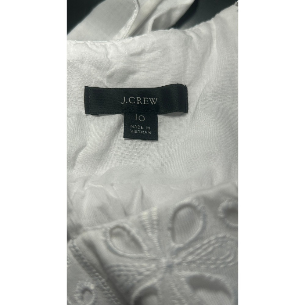 J.Crew Eyelet Tiered Midi Dress 10 White Square Neck Adjustable Straps AY627 - Picture 5 of 8